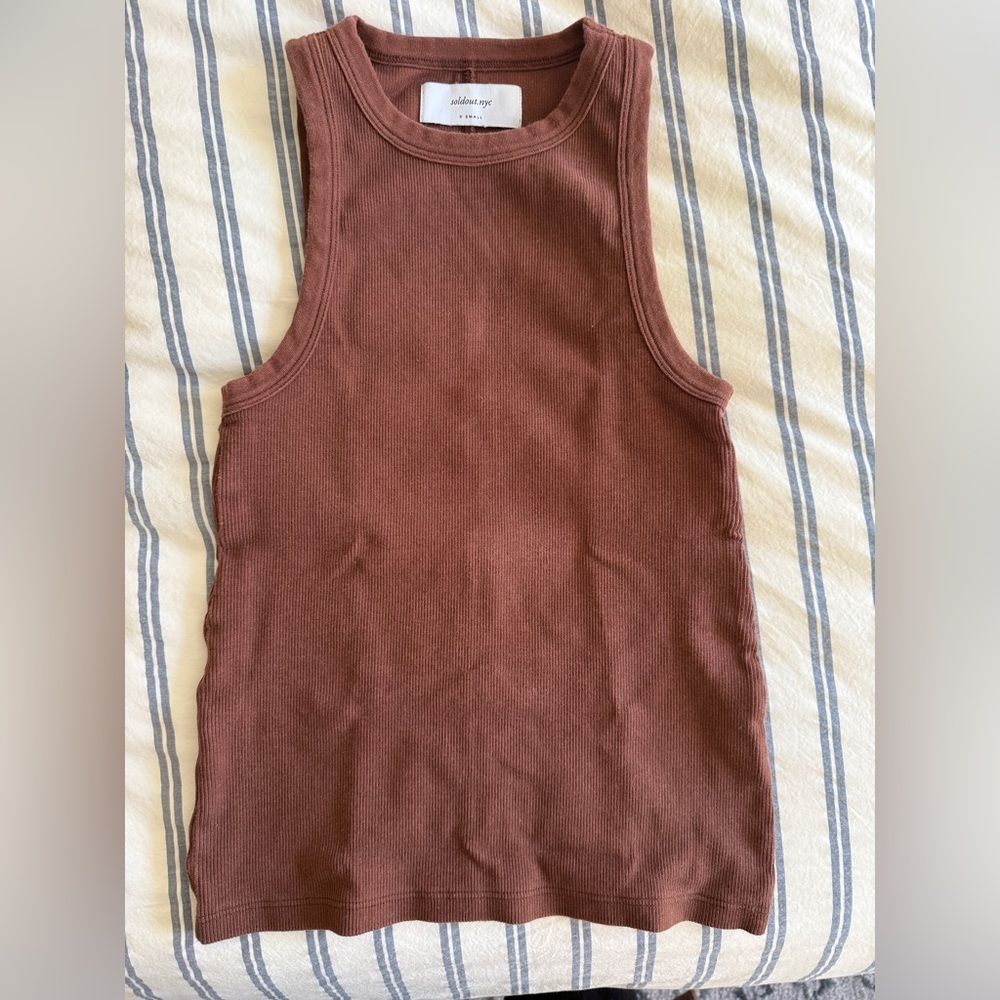 Soldout NYC Women’s Ribbed Tank Top — Brown